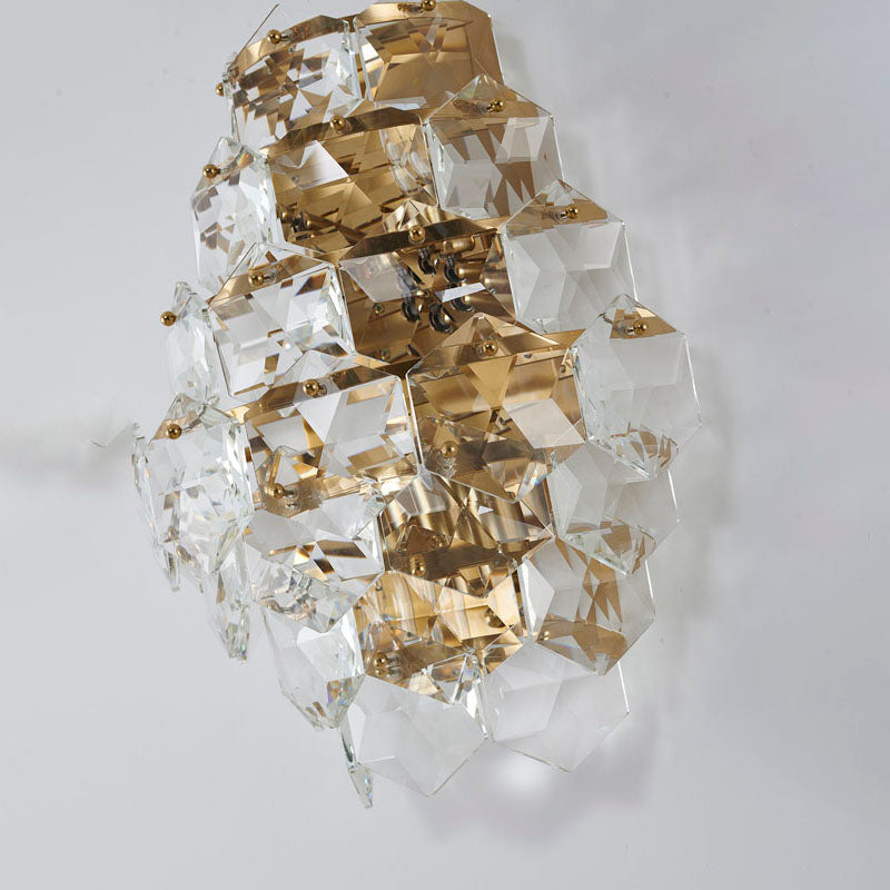 Seven Tier Stainless Steel Frame Wall Sconce with Clear Hanging Crystals by Bethel - view 20