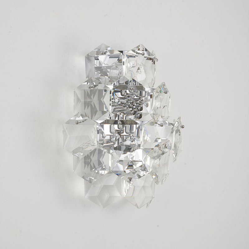 Seven Tier Stainless Steel Frame Wall Sconce with Clear Hanging Crystals by Bethel - view 26
