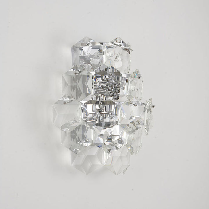 Seven Tier Stainless Steel Frame Wall Sconce with Clear Hanging Crystals by Bethel - view 26