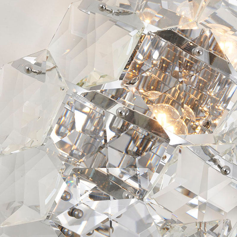 Seven Tier Stainless Steel Frame Wall Sconce with Clear Hanging Crystals by Bethel - view 27
