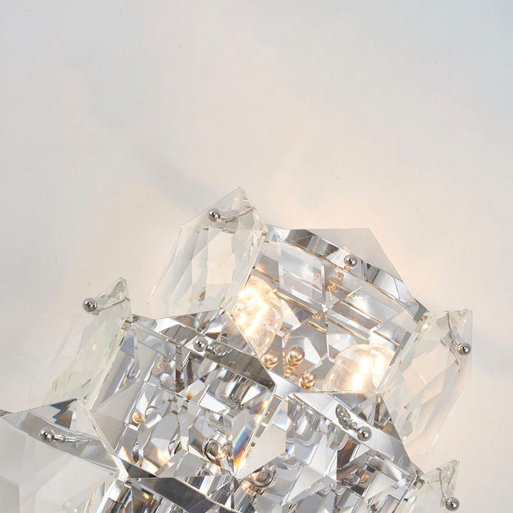 Seven Tier Stainless Steel Frame Wall Sconce with Clear Hanging Crystals by Bethel - view 28