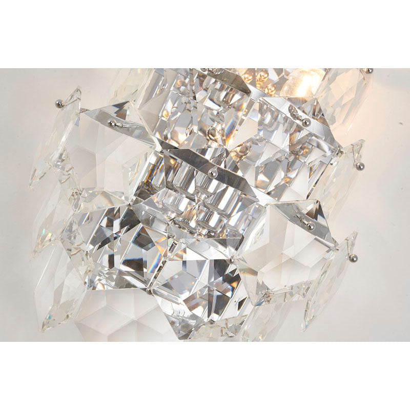 Seven Tier Stainless Steel Frame Wall Sconce with Clear Hanging Crystals by Bethel - view 29