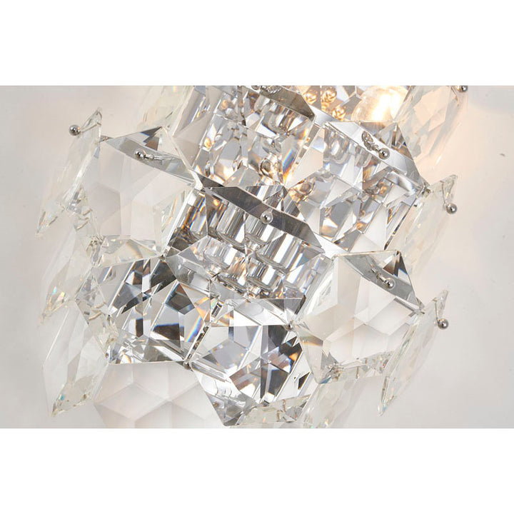 Seven Tier Stainless Steel Frame Wall Sconce with Clear Hanging Crystals by Bethel - view 29