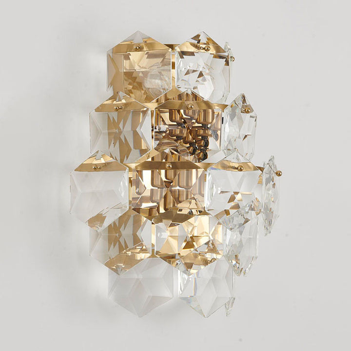 Seven Tier Stainless Steel Frame Wall Sconce with Clear Hanging Crystals by Bethel - view 35