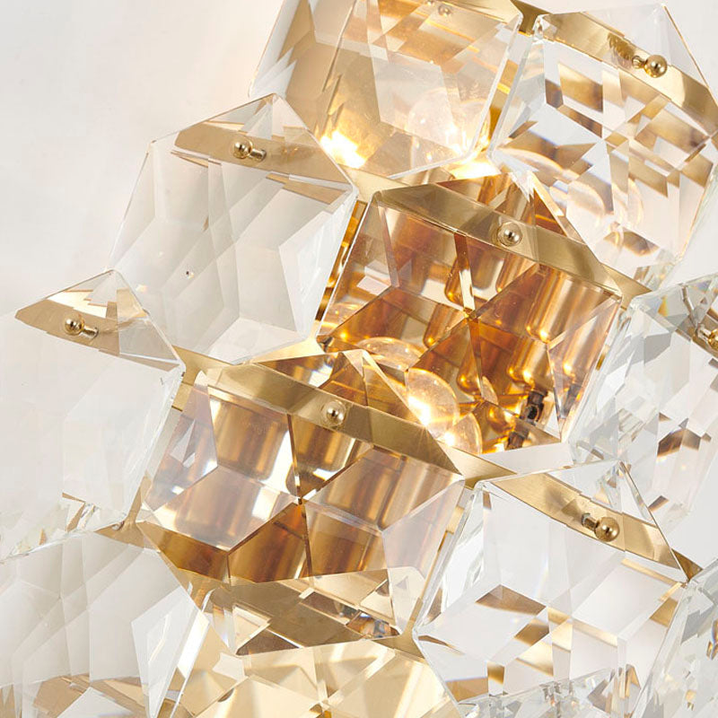 Seven Tier Stainless Steel Frame Wall Sconce with Clear Hanging Crystals by Bethel - view 36