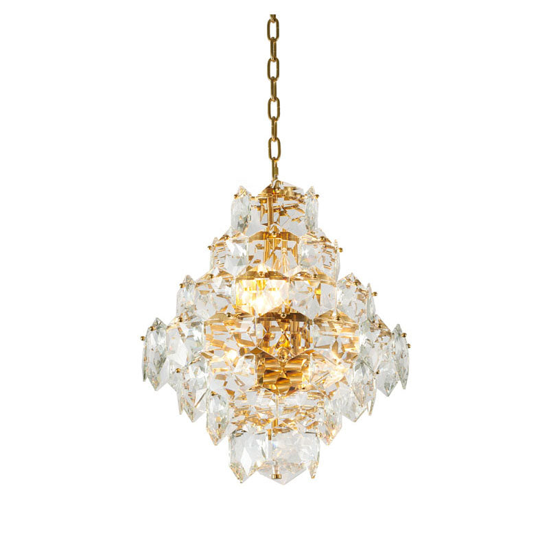 Clear Crystal Chandelier with Hardware (GL438) in Brass by Bethel