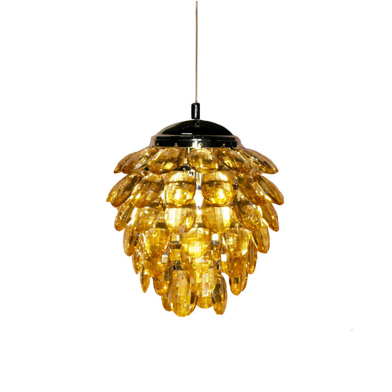 Crystal Pineapple Pendant Light with Frame in Amber by Bethel