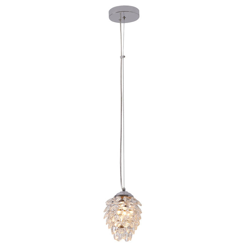 Crystal Pineapple Pendant Light with Frame in Chrome by Bethel