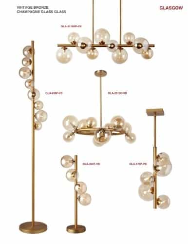 Glasgow 8 Light Halogen Floor Lamp by Dainolite - view 2