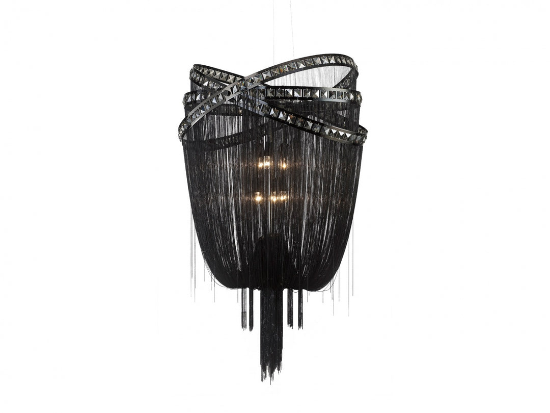 Wilshire Blvd. Jewelry Chain Chandelier in Black/Smoked Crystals by Avenue Lighting