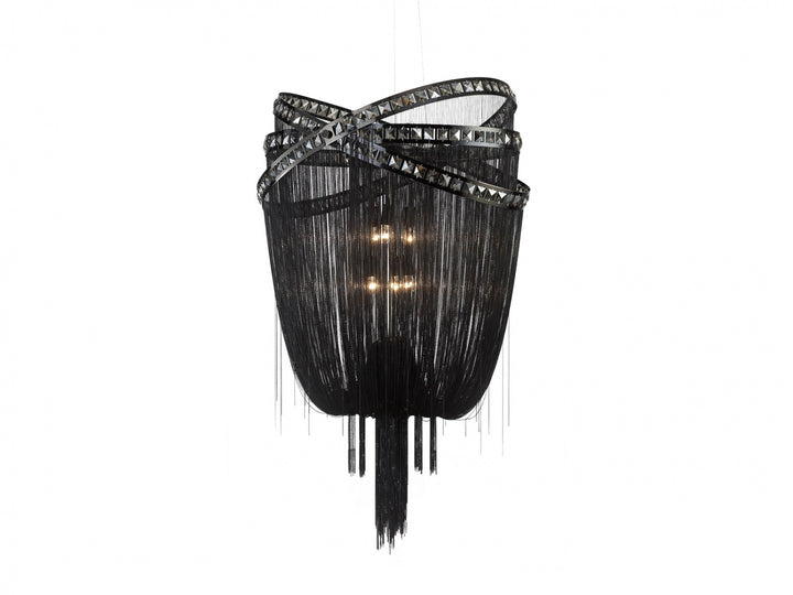 Wilshire Blvd. Jewelry Chain Chandelier in Black/Smoked Crystals by Avenue Lighting