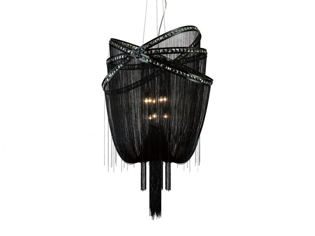 Wilshire Blvd. Jewelry Chain Chandelier in Black/Smoked Crystals by Avenue Lighting