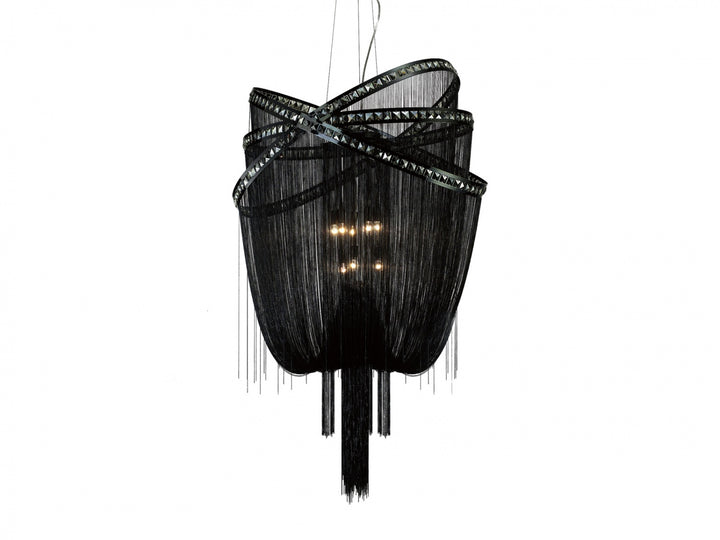 Wilshire Blvd. Jewelry Chain Chandelier in Black/Smoked Crystals by Avenue Lighting