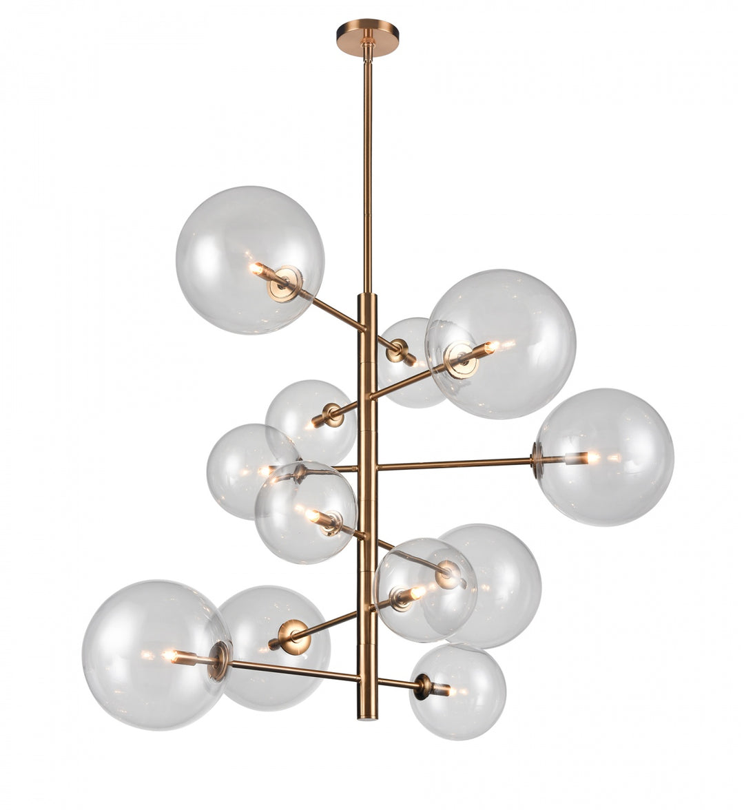 Delilah Chandelier in Aged Brass/Clear Glass by Avenue Lighting
