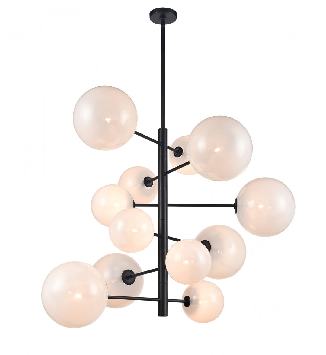 Delilah Chandelier in Black/Translucent White Glass by Avenue Lighting