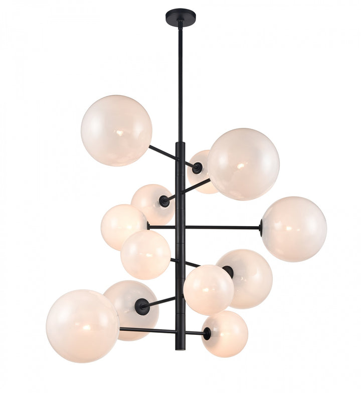 Delilah Chandelier in Black/Translucent White Glass by Avenue Lighting