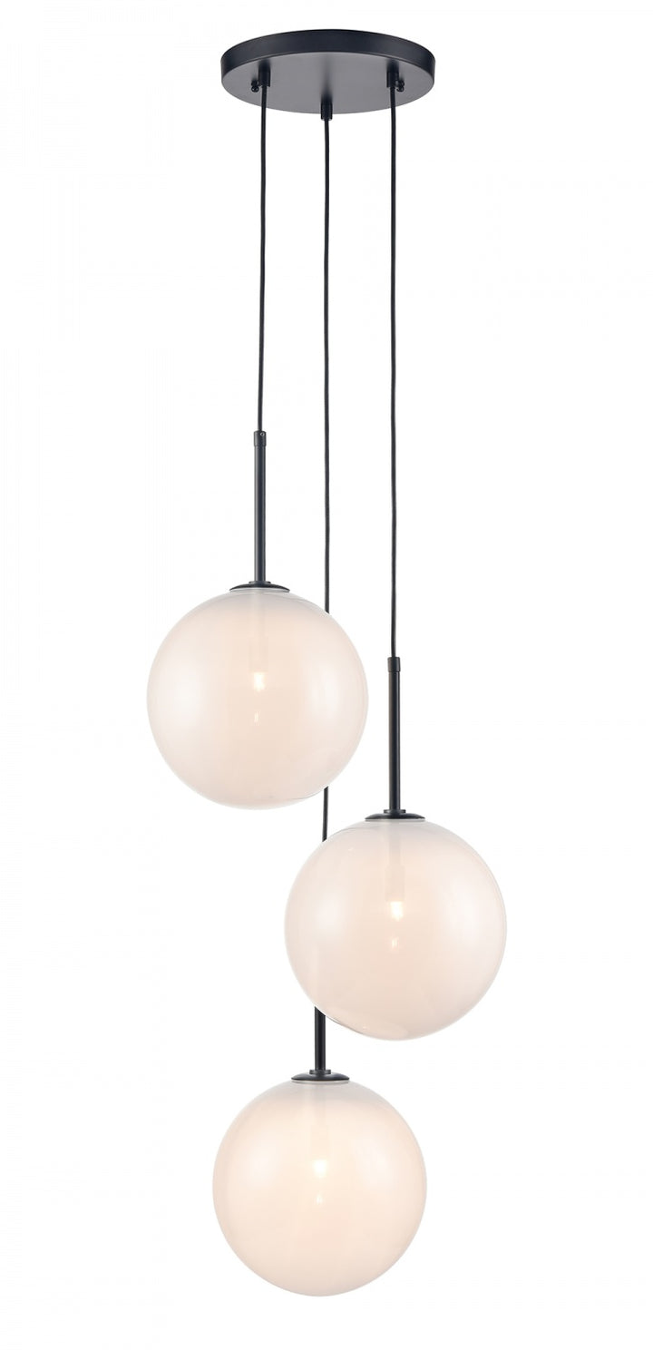 Delilah Chandelier in Black/Translucent White Glass by Avenue Lighting