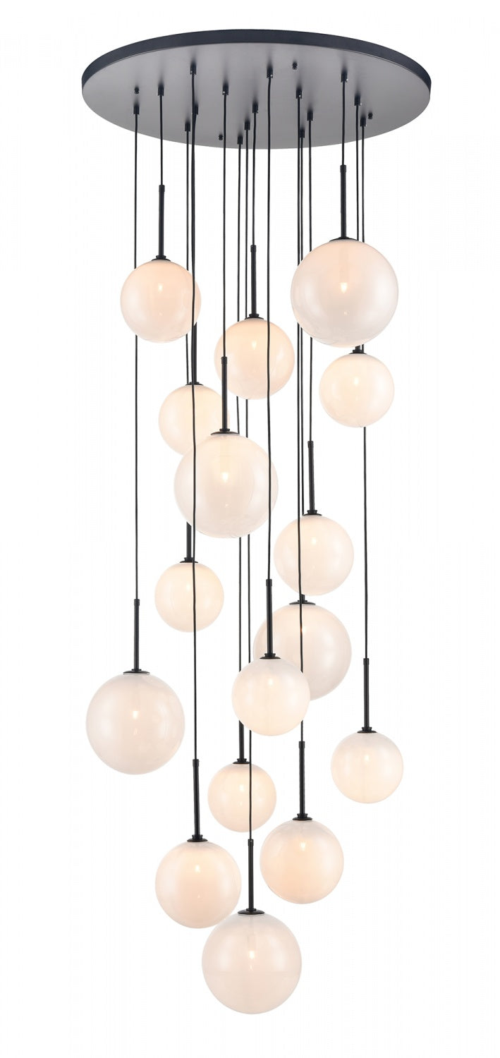 Delilah Chandelier in Black/Translucent White Glass by Avenue Lighting