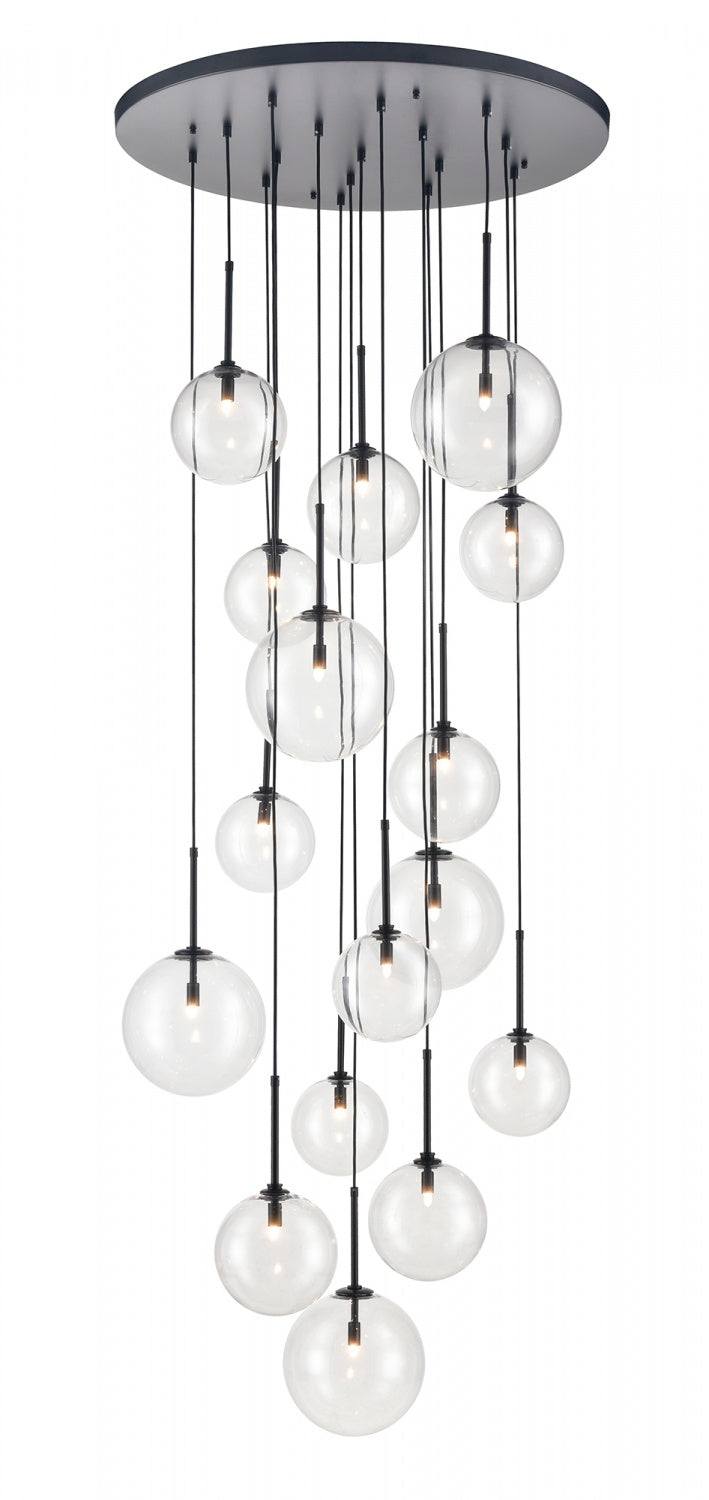 Delilah Chandelier in Black/Clear Glass by Avenue Lighting