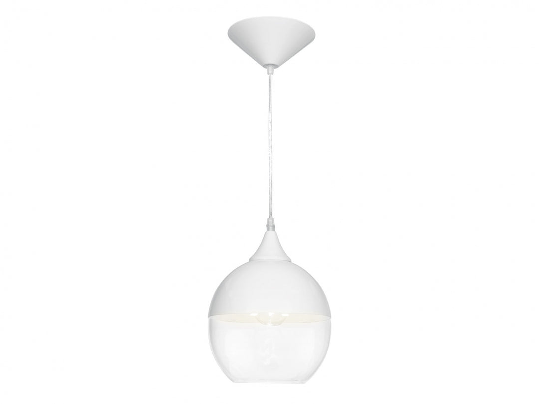 Robertson Round Pendant in White/Clear Glass by Avenue Lighting