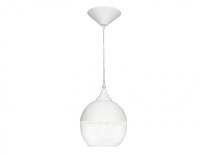 Robertson Round Pendant in White/Clear Glass by Avenue Lighting