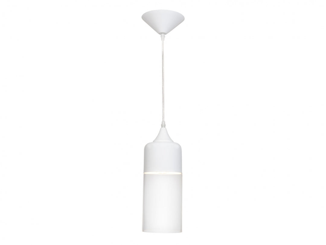 Robertson Cylinder Pendant in White/Clear Glass by Avenue Lighting