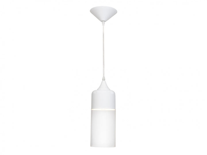 Robertson Cylinder Pendant in White/Clear Glass by Avenue Lighting