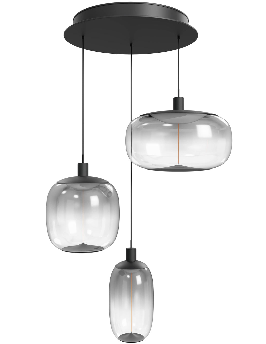 Monaco LED Chandelier in Black/Smoked Acrylic Globes by Avenue Lighting