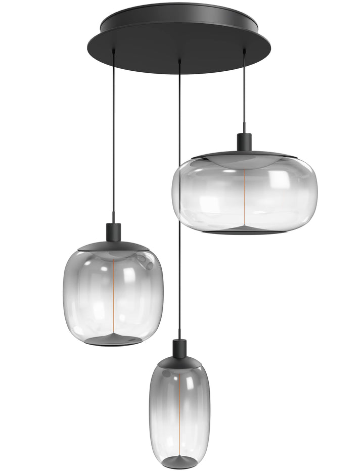 Monaco LED Chandelier in Black/Smoked Acrylic Globes by Avenue Lighting