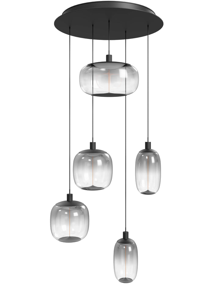 Monaco LED Chandelier in Black/Smoked Acrylic Globes by Avenue Lighting