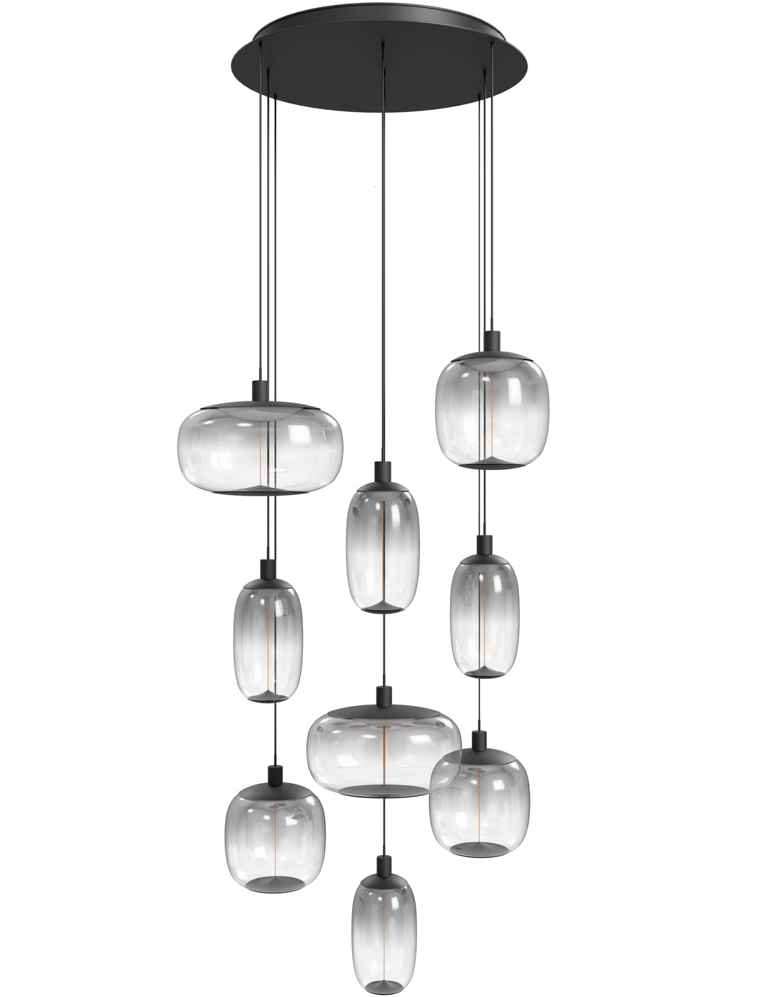 Monaco LED Chandelier in Black/Smoked Acylic Globes by Avenue Lighting