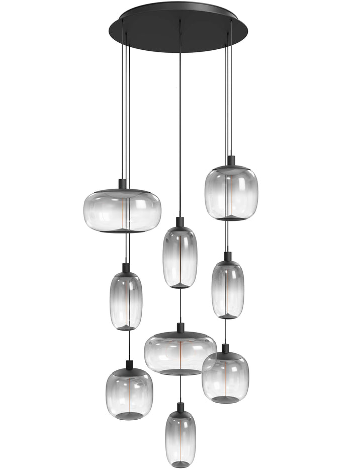 Monaco LED Chandelier in Black/Smoked Acylic Globes by Avenue Lighting