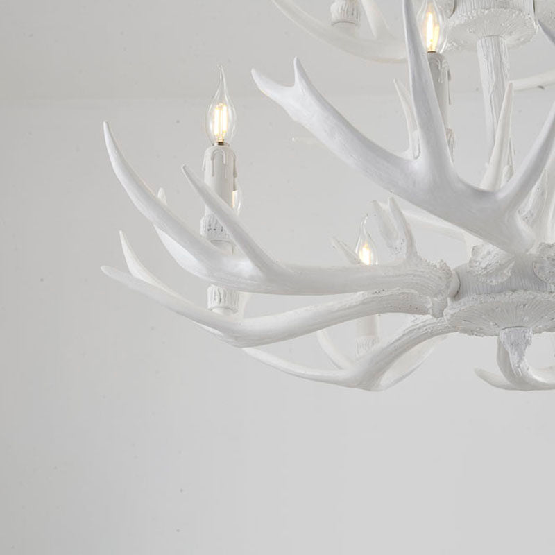 Three Tier Antler Polyresin Light Fixture with Candle Light by Bethel - view 8
