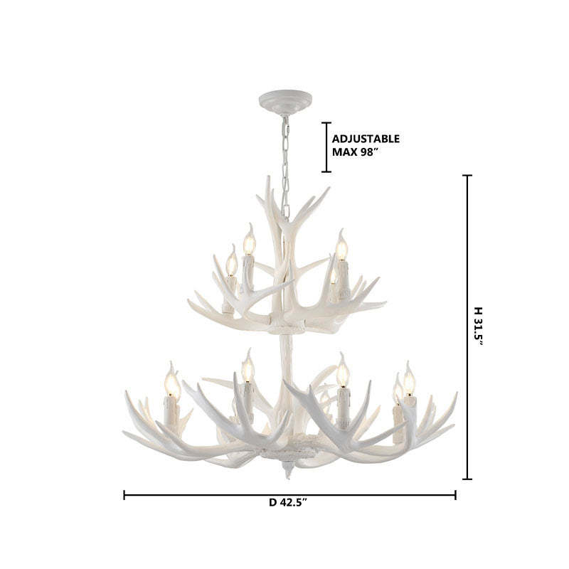 Three Tier Antler Polyresin Light Fixture with Candle Light by Bethel - view 9