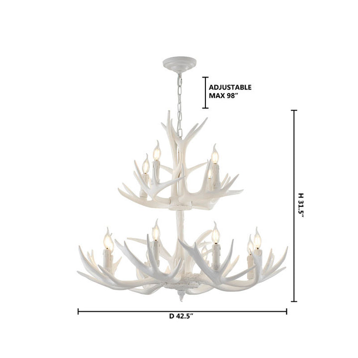 Three Tier Antler Polyresin Light Fixture with Candle Light by Bethel - view 9