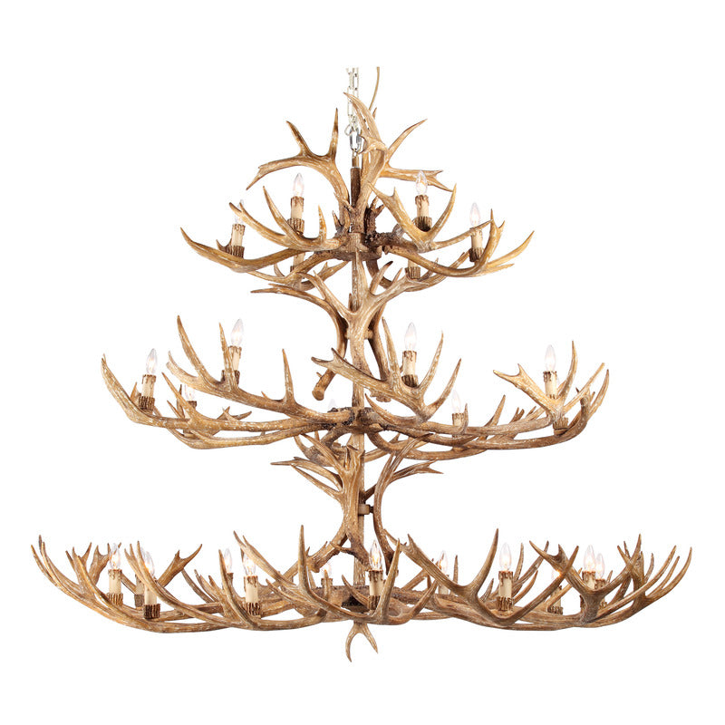 Three Tier Antler Polyresin Light Fixture with Candle Light in - by Bethel