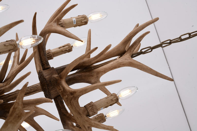 Three Tier Antler Polyresin Light Fixture with Candle Light by Bethel - view 3