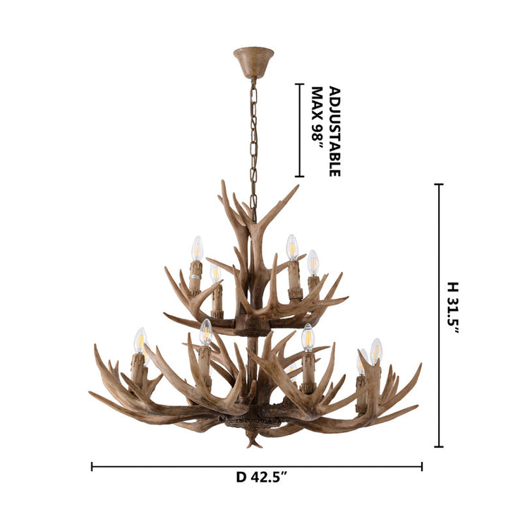 Three Tier Antler Polyresin Light Fixture with Candle Light by Bethel - view 5
