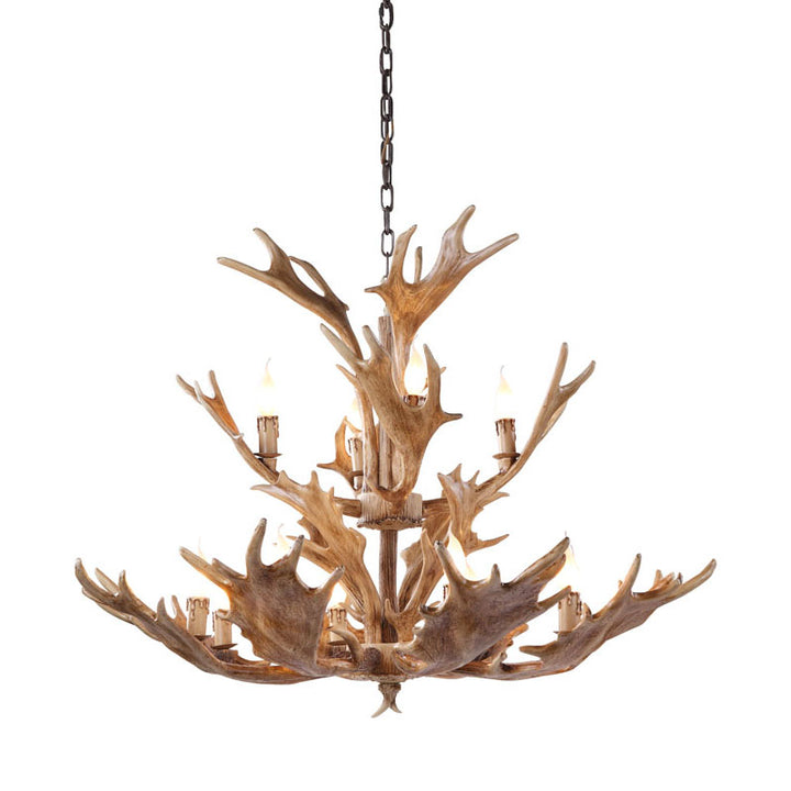 Two Tier Polyresin Moose Antler Lighting Fixture by Bethel
