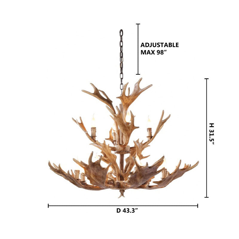 Two Tier Polyresin Moose Antler Lighting Fixture by Bethel - view 2