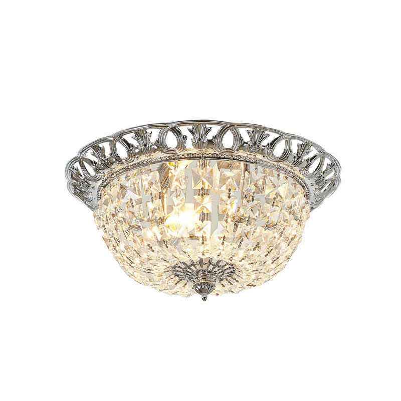 Frame Semi Flush Mount with Clear Hanging Crystals (JD03) in Chrome by Bethel