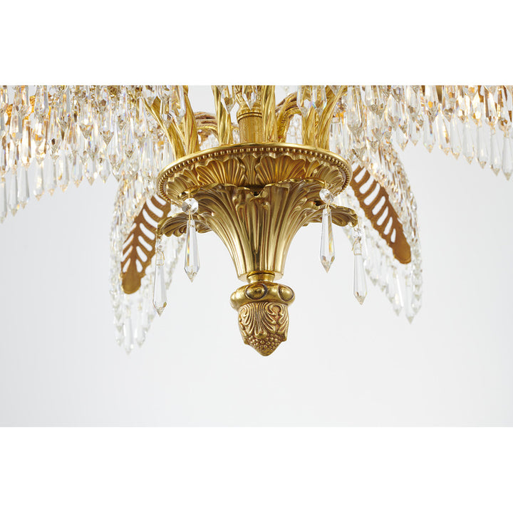 Three Tier Solid Copper Palm Tree Frame Chandelier with Clear Hanging Prism by Bethel - view 3