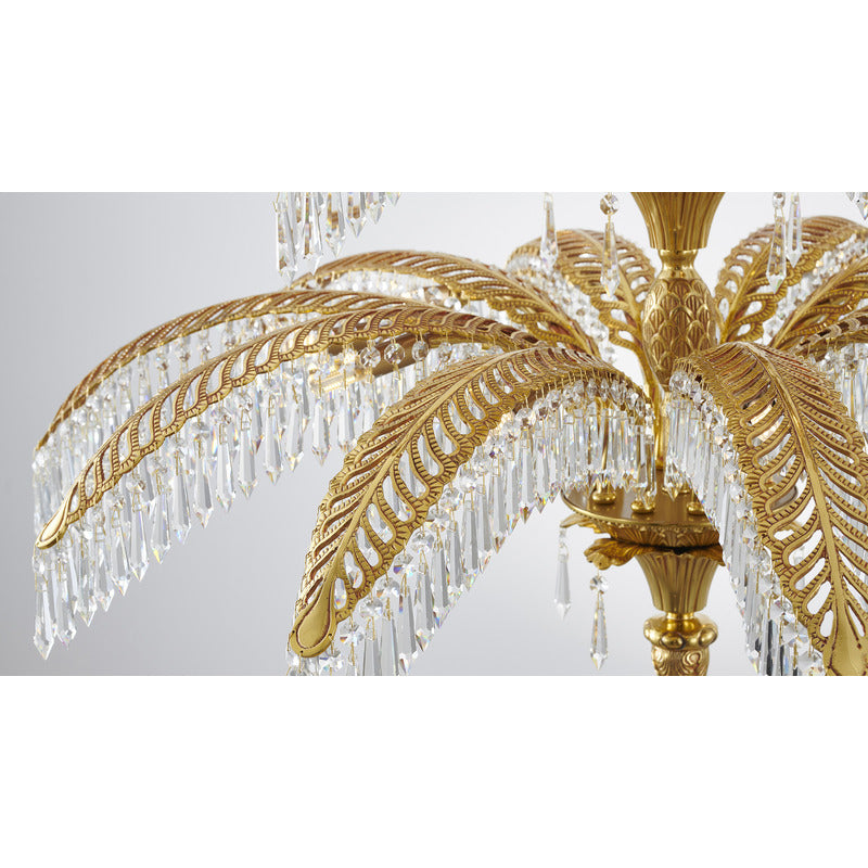 Three Tier Solid Copper Palm Tree Frame Chandelier with Clear Hanging Prism by Bethel - view 4
