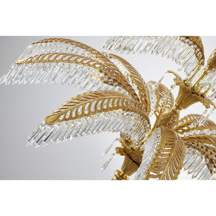 Three Tier Solid Copper Palm Tree Frame Chandelier with Clear Hanging Prism by Bethel - view 5