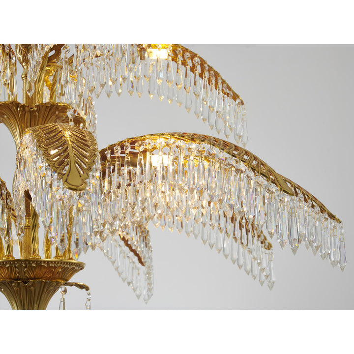 Three Tier Solid Copper Palm Tree Frame Chandelier with Clear Hanging Prism by Bethel - view 8