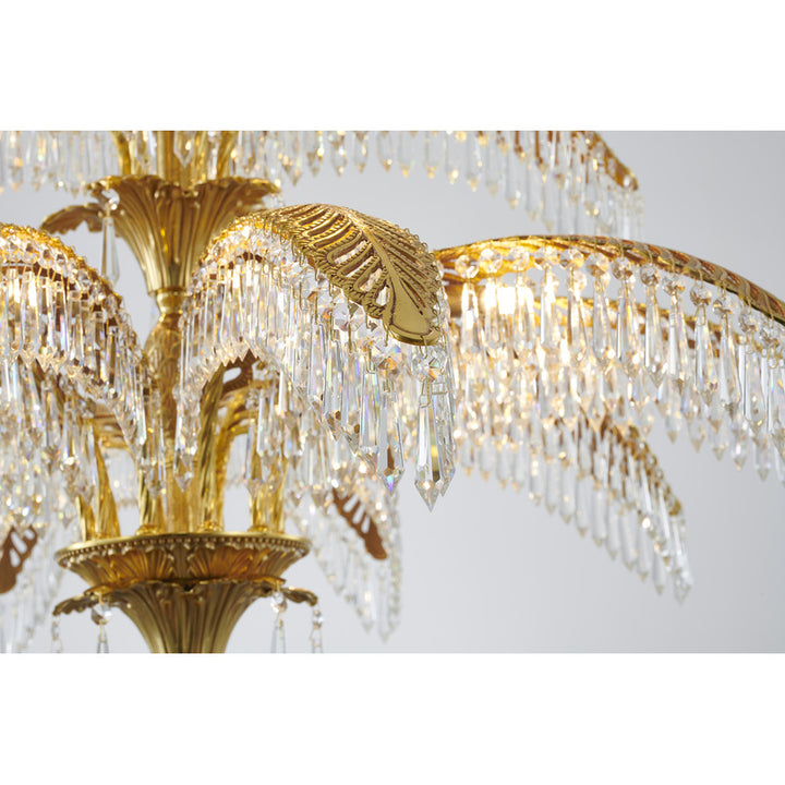 Three Tier Solid Copper Palm Tree Frame Chandelier with Clear Hanging Prism by Bethel - view 9