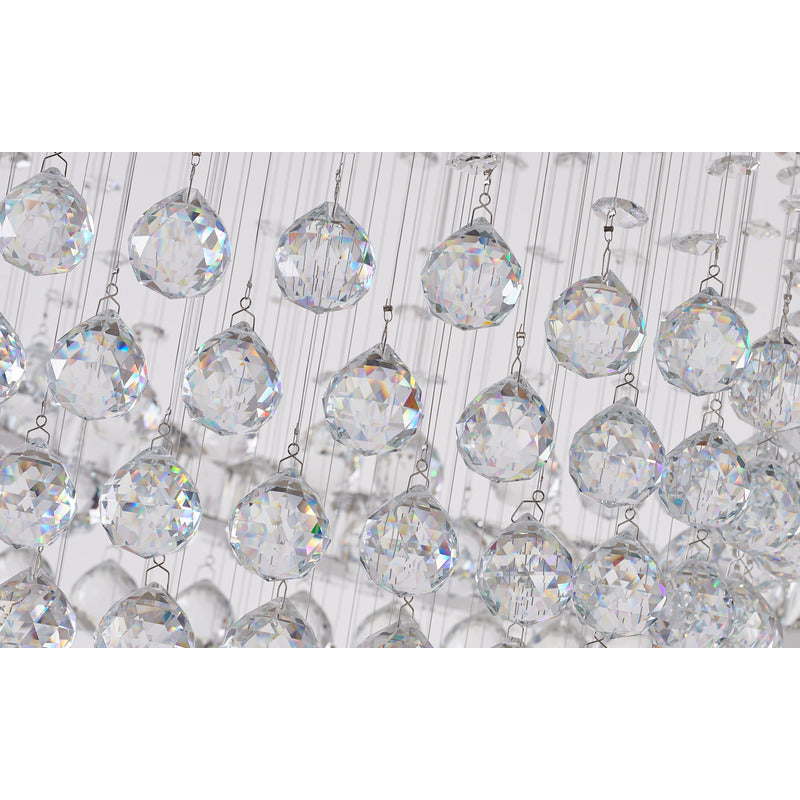 Crystal Ball Chandelier with LED Clear Crystal Ring &amp; a Chrome Frame
