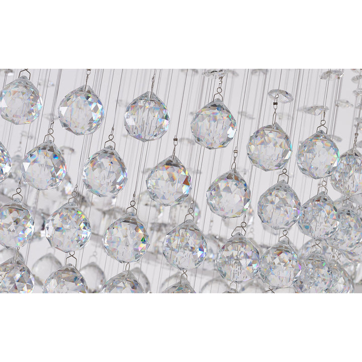 Crystal Ball Chandelier with LED Clear Crystal Ring &amp; a Chrome Frame