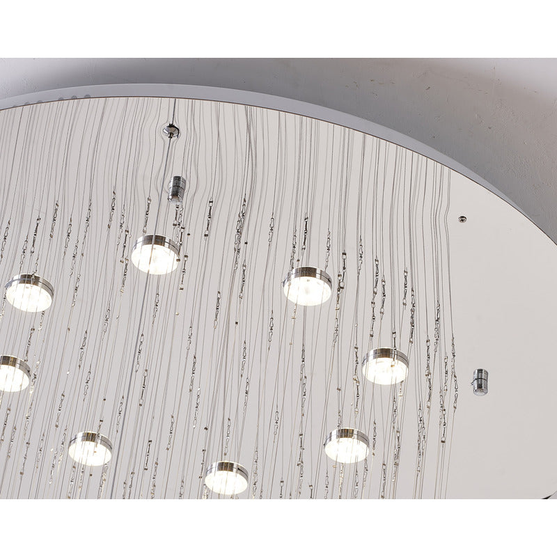 Crystal Ball Chandelier with LED Clear Crystal Ring &amp; a Chrome Frame