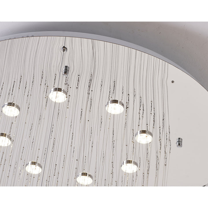 Crystal Ball Chandelier with LED Clear Crystal Ring &amp; a Chrome Frame